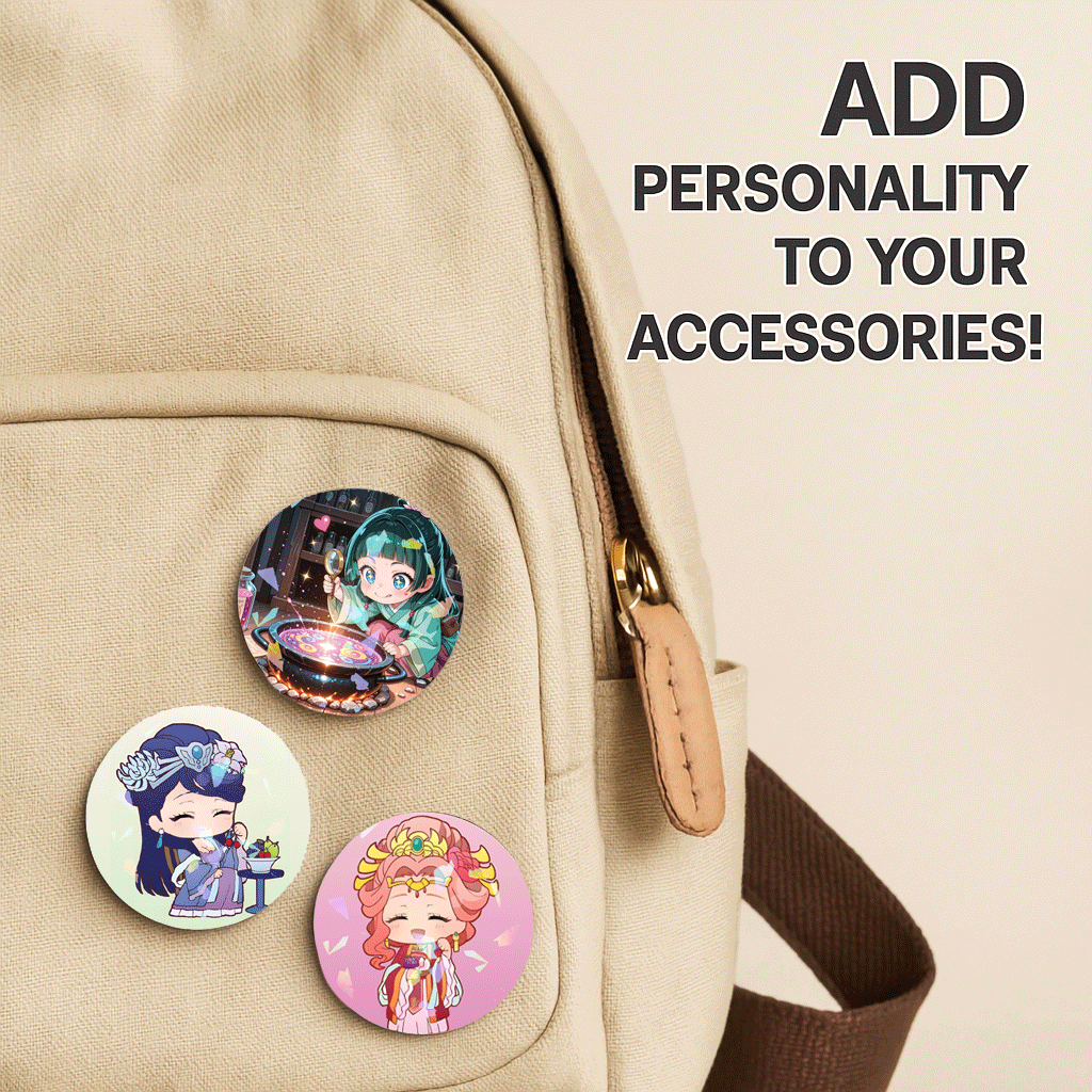 Circle Button Pin 58mm - Apothecary Diaries Kusuriya no Hitorigoto (Chibi Style)