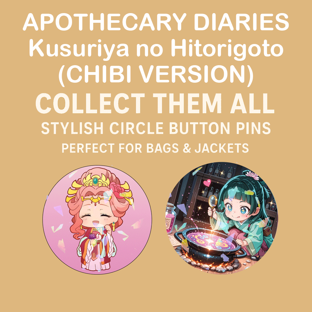 Circle Button Pin 58mm - Apothecary Diaries Kusuriya no Hitorigoto (Chibi Style)