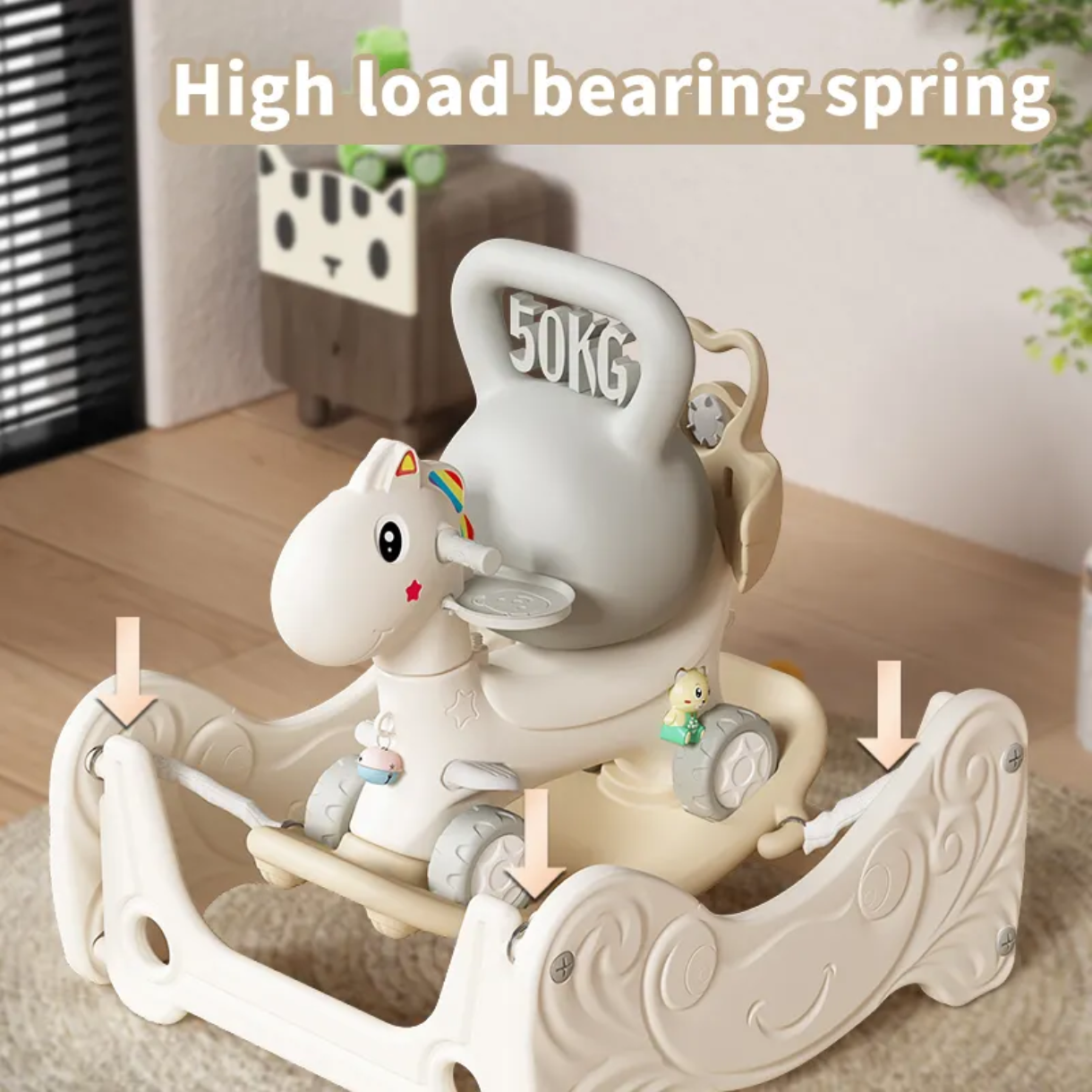 4-in-1 Unicorn Ride-On Toy for Toddlers | Trampoline, Rocking Horse, Cart & Slide Modes