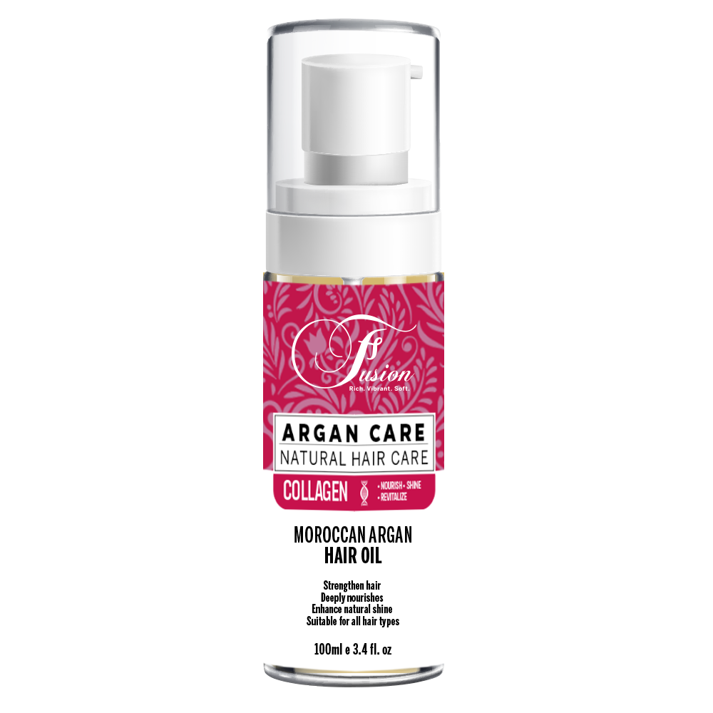 Fusion Moroccan Argan Hair Oil 100ml | Collagen Infused Hair Treatment for Shine, Frizz Control & Moisture | All Hair Types