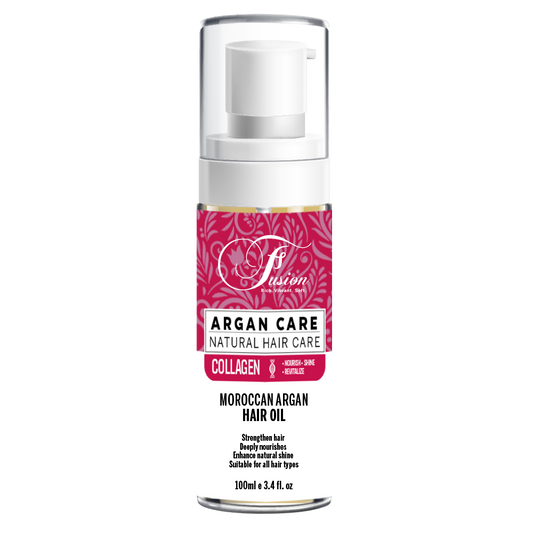 Fusion Moroccan Argan Hair Oil 100ml | Collagen Infused Hair Treatment for Shine, Frizz Control & Moisture | All Hair Types