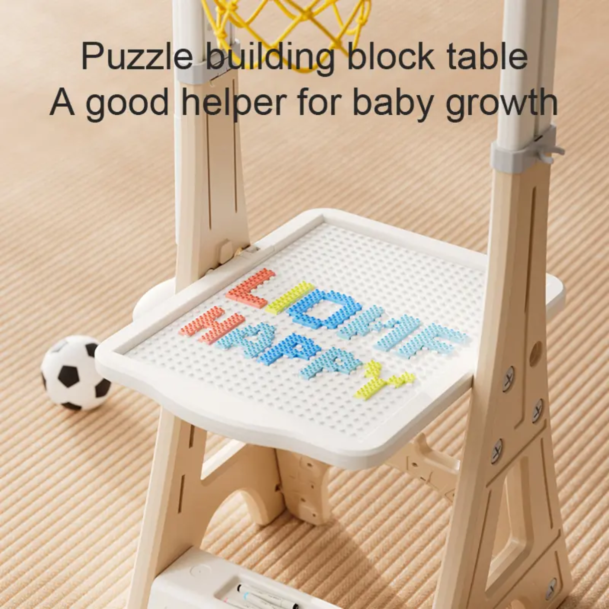 7-in-1 Kids Sports & Activity Center with Basketball Hoop, Soccer, Golf, Darts, Drawing Board, LEGO Table & Clothes Hanger | Indoor Play & Learning Toy