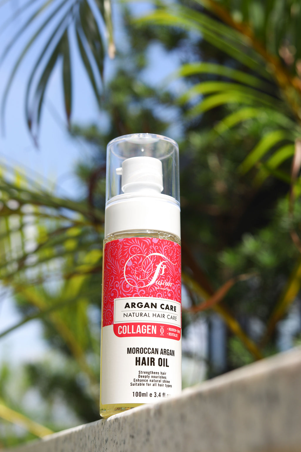 Fusion Moroccan Argan Hair Oil 100ml | Collagen Infused Hair Treatment for Shine, Frizz Control & Moisture | All Hair Types