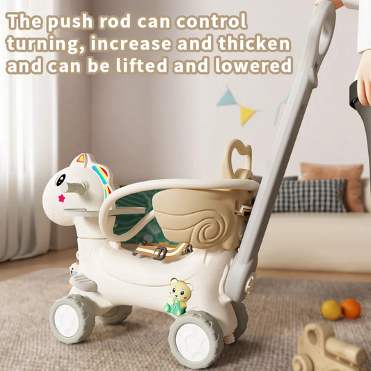 4-in-1 Unicorn Ride-On Toy for Toddlers | Trampoline, Rocking Horse, Cart & Slide Modes