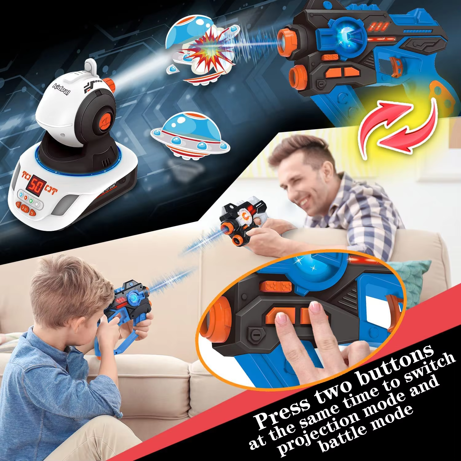 Laser Tag Shooting Projector Game – Interactive Toy with Ducks, Robots & More | Quack Attack Arcade for Kids