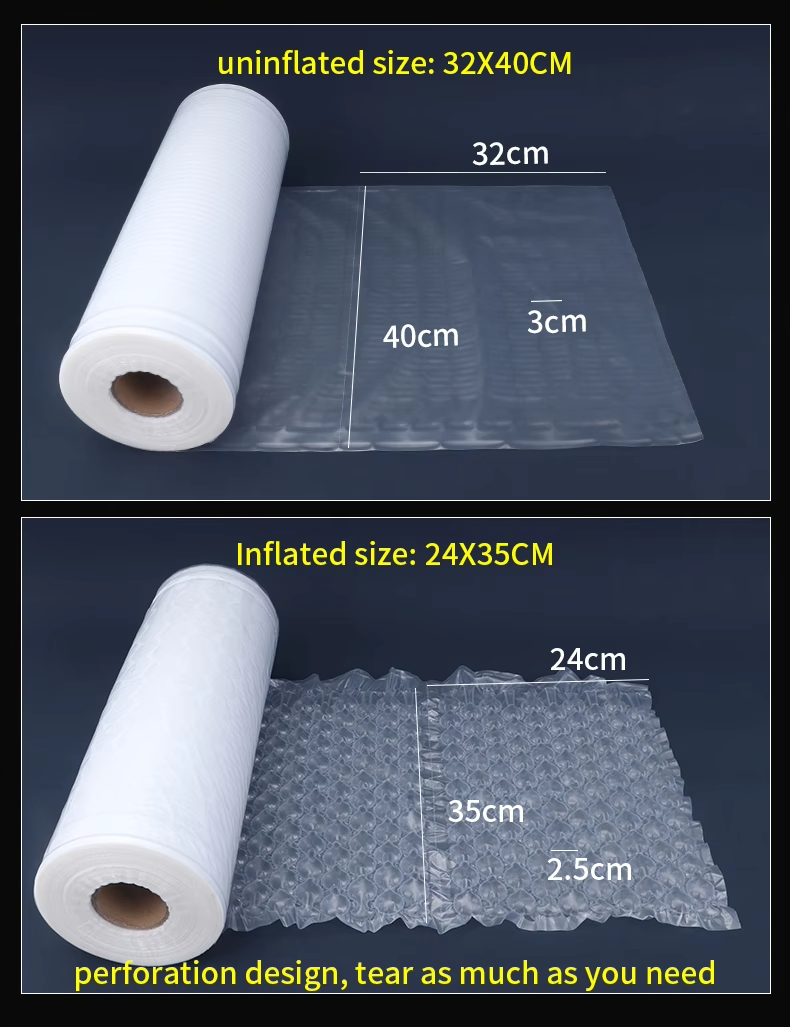 HDPE Air Cushion Bubble Film Roll – 32cm x 40cm (Uninflated) | Perforated Shockproof Packing Material for Air Cushion Machines 1roll=900pcs