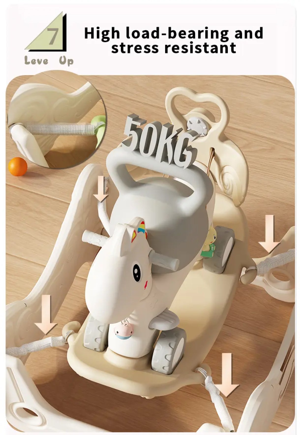 4-in-1 Unicorn Ride-On Toy for Toddlers | Trampoline, Rocking Horse, Cart & Slide Modes