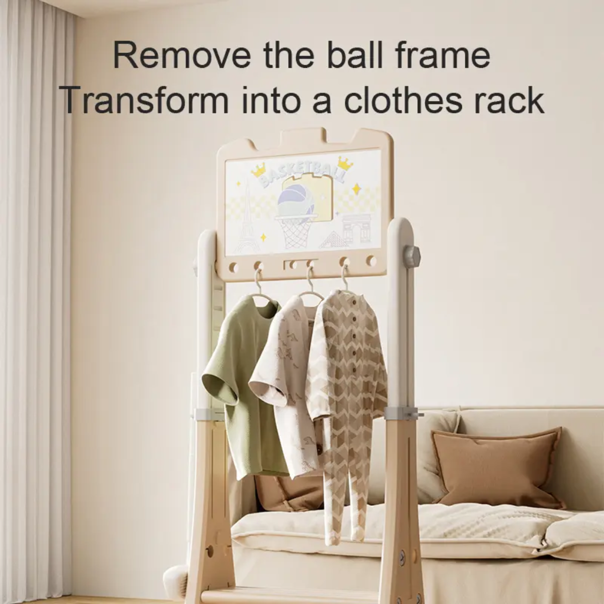 7-in-1 Kids Sports & Activity Center with Basketball Hoop, Soccer, Golf, Darts, Drawing Board, LEGO Table & Clothes Hanger | Indoor Play & Learning Toy